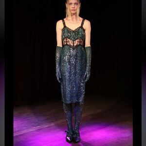 Anna Sui Free People Snakeskin Sequin Midi Dress
